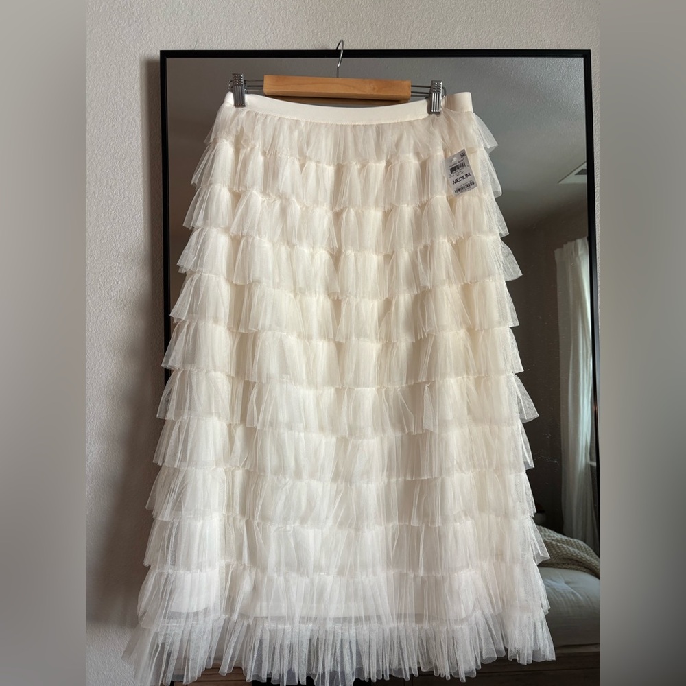 Elegant Cream Tiered Skirt